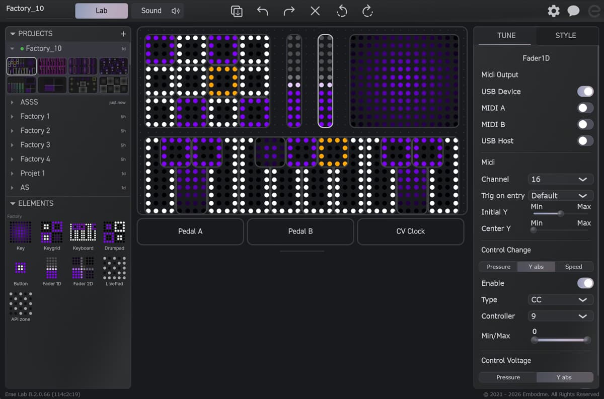 Erae Lab layout editor